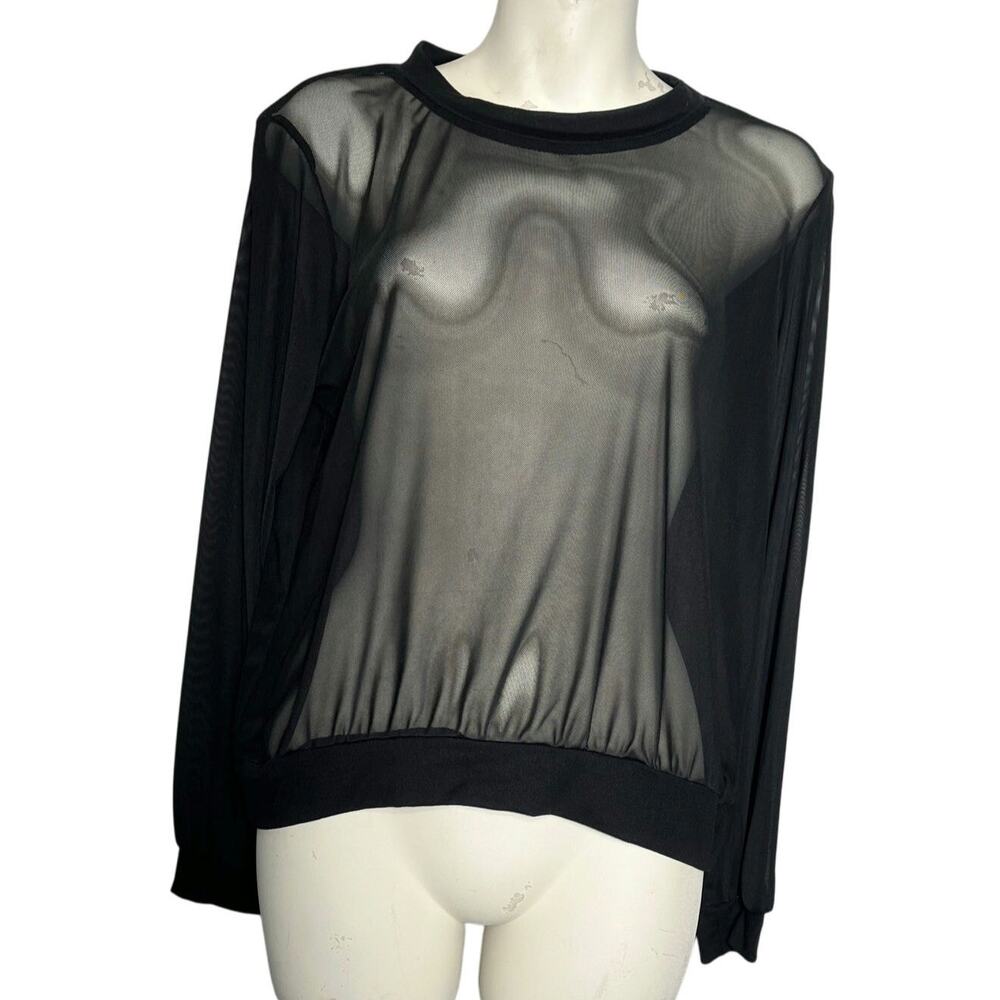 Gaze USA Black Mesh Solid Neck Waist Cuff Band Layering Top Fits M/L Sexy Club